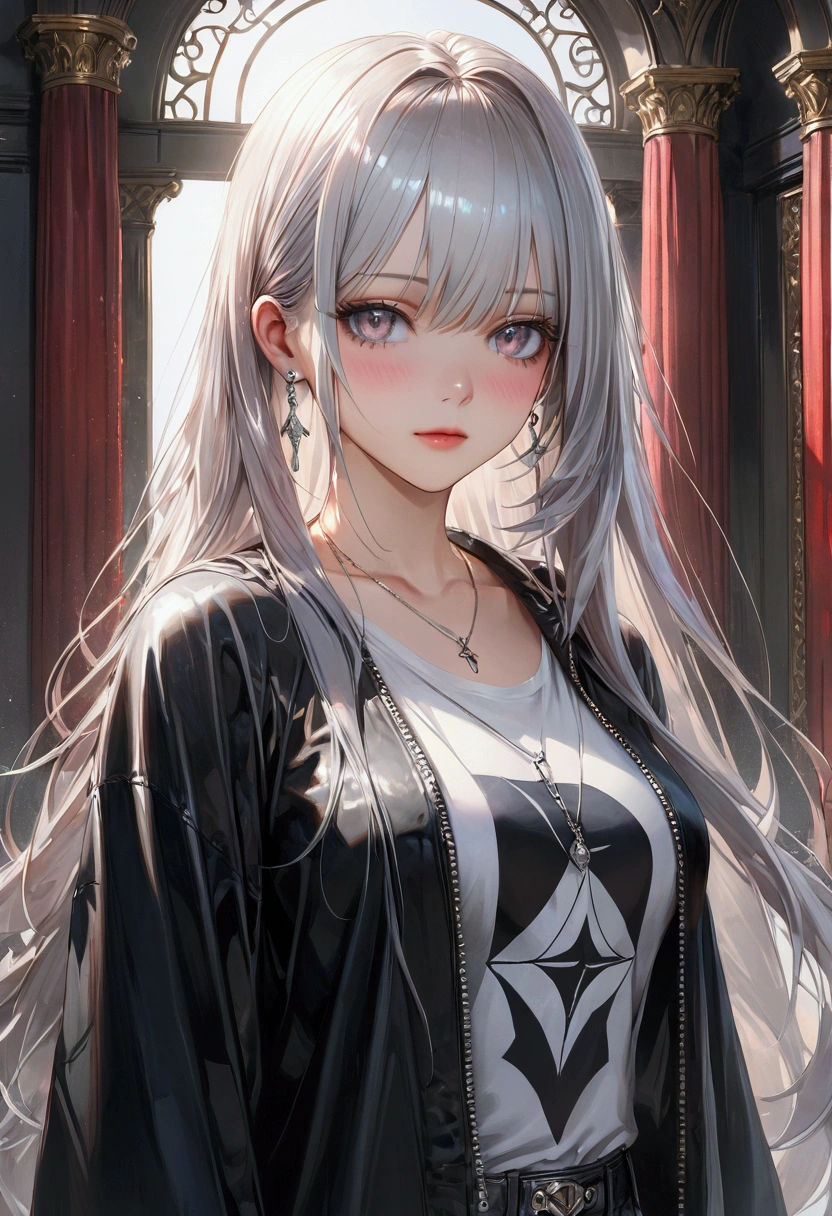, Colossal, twin tails, Silver hair, hoodie, Vintage Gothic, the pose, Cute, face up, hiquality, necklace, circlet, A bracelet, earings