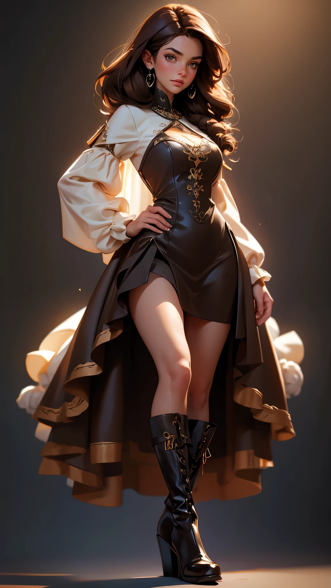 Mujer gotica joven, lady dimitrescu, joven y sexy con sombrero oscuro, en lenceria