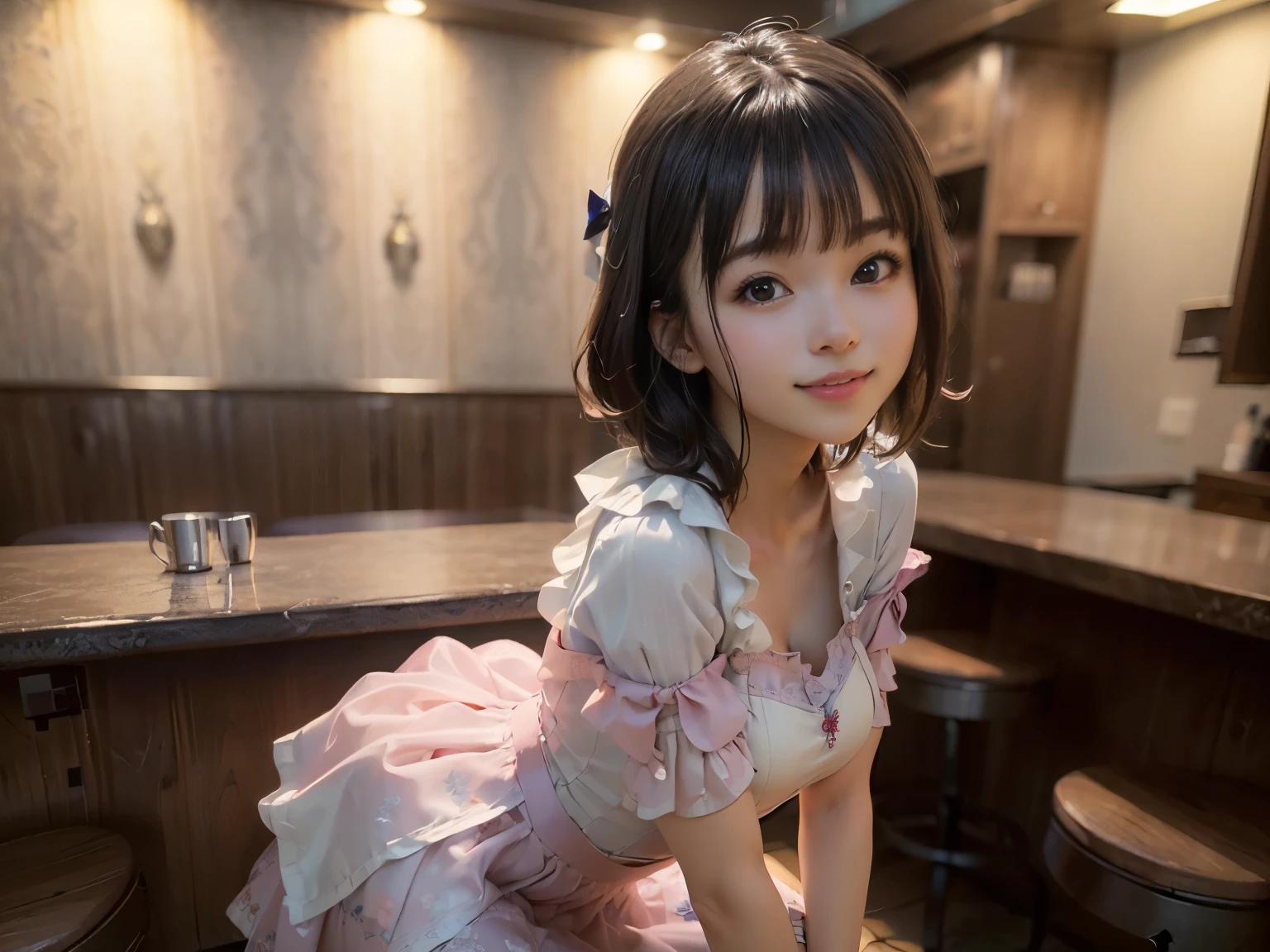 araffe girl in a pink dress posing for a picture, sakimichan hdri, sakimichan, chiho, shikamimi, sakimi chan, aya takano color style, anime girl in real life, shiori teshirogi, realistic young gravure idol, loli, young skinny gravure idol, loli in dress