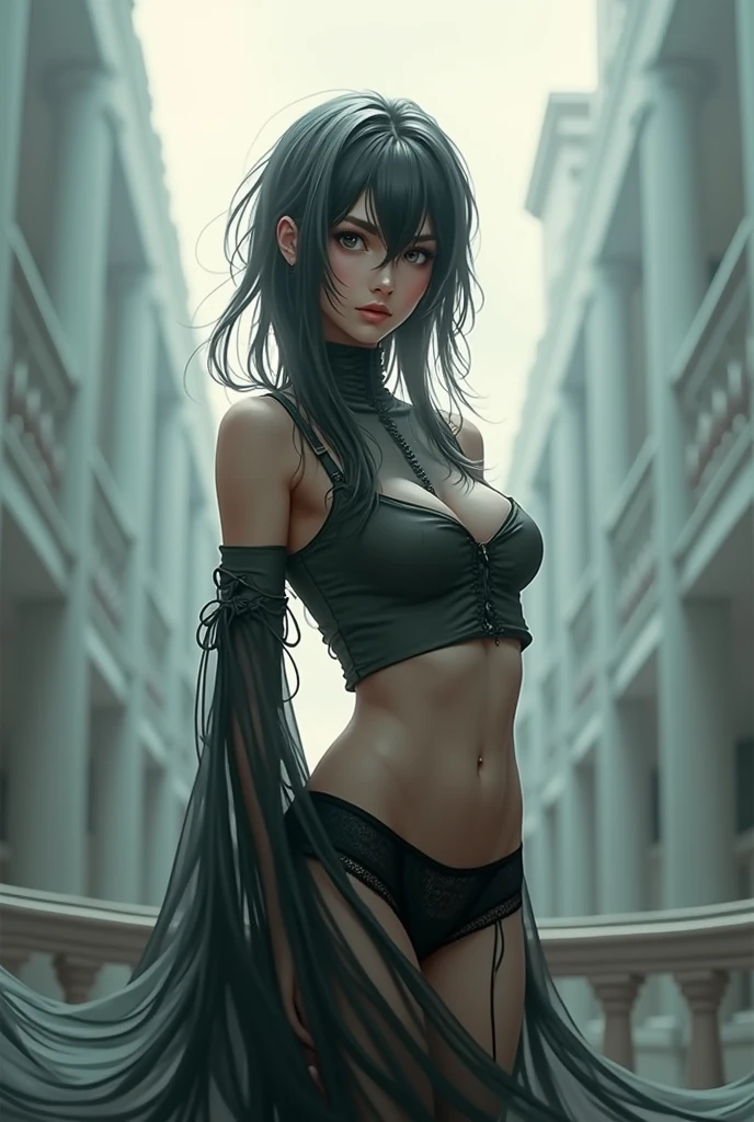 A woman wearing lingerie, sleeveless, long hair, dynamic pose, 3d, (8k), detailed texture,(hyperdetailed), (photo realistic), cinematic light, cinematic action, highly detailed, realistic, Isometric, full body, in frame, driven expression, dark theme, (extremely detailed eyes), detailed symmetric realistic face, extremely detailed natural texture, masterpiece, extremely detailed, amazing, fine detail, rich colors, hyper realistic lifelike texture, dramatic lighting, unreal engine, trending on art station, photo realistic, RAW photo, high quality, high res, sharp focus, extremely detailed, cinematic lighting, 8k, high definition, cinematic, neoprene, unreal engine 5, ultra sharp focus