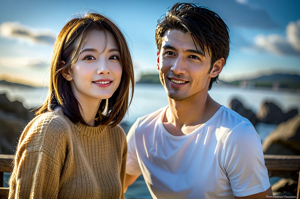 (Realistic, 超Realistic:1.4), 16k hdr, High resolution,Brown short hair,The best smile、Japanese actress,Super Beauty(Like the real thing),Short sleeve dress,Whiskey bottles、The Macallan、Johnnie Walker、、Old Parr、whiskey、Suntory、Nikka、Slim Couple、Model Couple、(Realistic, Intricate details:1.2), full-course dinner、Whiskey bottle and glass on the table、Single Malt、scotch、Rocks glass、Shot Glass、Whisky on the rocks、Scotland、Amazing view of the sunset sky and clouds、,Digital single-lens reflex camera, Soft lighting, Detailed Background, Written boundary depth, Volumetric lighting, Sharp focus, super Realistic 肌,super beautiful expression,Cloud Effect:1.2、プロ品質のHigh resolution、Realistic facial features,Highest quality,Slim figure,Highly detailed face,Highly detailed eyes,Beautiful Lips,Excellent light particles,Cinema Lighting,