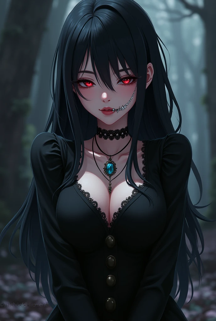 Overgrown hell life, dark queen Vunxia, cracked skin, pale white skin, black veins, black blood,