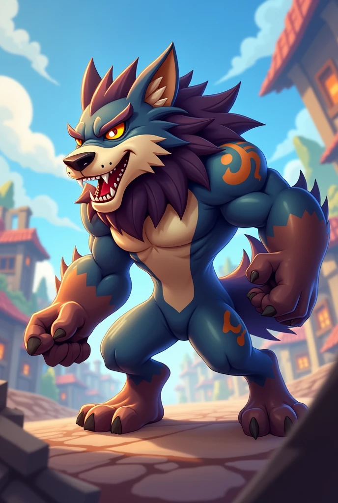 Create multiple representations of an anthropomorphic creature resembling a werewolf, with a muscular and athletic human-like body. The creature should have a cute, wide-eyed face with large ears, similar to the one in the reference image, retaining its innocent and adorable expression. The entire body should be covered in thick, vibrant fur with a mix of teal, orange, and greenish colors, transitioning smoothly across its form. The hands and feet should be clawed, resembling a werewolf’s, with strong, sinewy limbs. Show the creature from different angles (front, side, and back) in a dynamic, yet playful stance, set in a dark, mystical forest, with moonlight casting soft, magical shadows through the trees.
