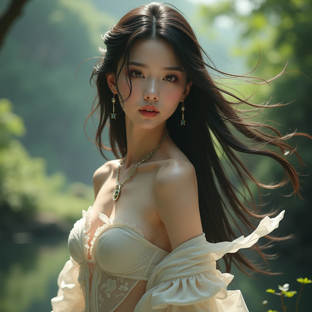 Facing forward natural Oriental Neutral atmosphere Dignity and Health beautiful顔 Golden ratio facial features nature beautiful good looking Oriental 40s