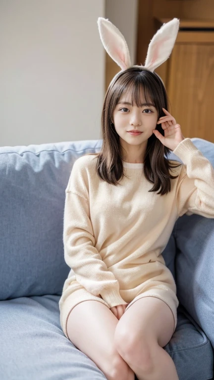 highest quality, masterpiece, ultra high resolution, (realistic:1.4), (close portrait) Raw photo, 1 girl, 22 years old,(((Sweatshirt))),((Rumbling in bed)),((Waking up)),masterpiece, realistic pictures, japanese pictures, fuji negative film, saturation, contrast, Pocari Sweat Advertisement ((small breasts)),((smiling showing teeth)),Ponytail and scrunchie,brown hair,