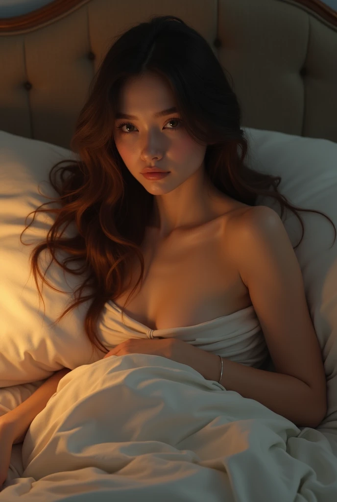 a photo of nokia_sutasinee, in bed, soft light, realistic detailed, full HD, nude, naked, close mouth, ((hyper realistic : 1.0)