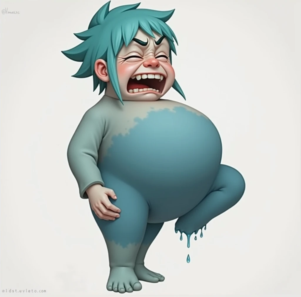 Fat blue Rillaboom Big Huge Belly, large body, his big chunky body, he's butt is Biggest, his Butthole is Bigger, he's on the toilet.