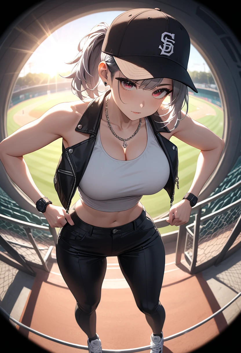 profetional lighting、pretty skin、Her eyes shone like stars、(((in 8K, Raw photo, Best Quality))), disheveled hair、Glossy hair、shinny skin、Curvaceous but slender、1 Female Martial Artist、Background with:Unpopular Roman Colosseum、well-muscled、short-haired、Backgrounds with depth、I can see the sky、poneyTail、colourfull、sports wear、profile、Separate Wear、short pants、Highkick、espadrilles、Original Characters、The sole of the shoe looms with a kick to the photographer、Like a scene from a cartoon、Picture in motion、