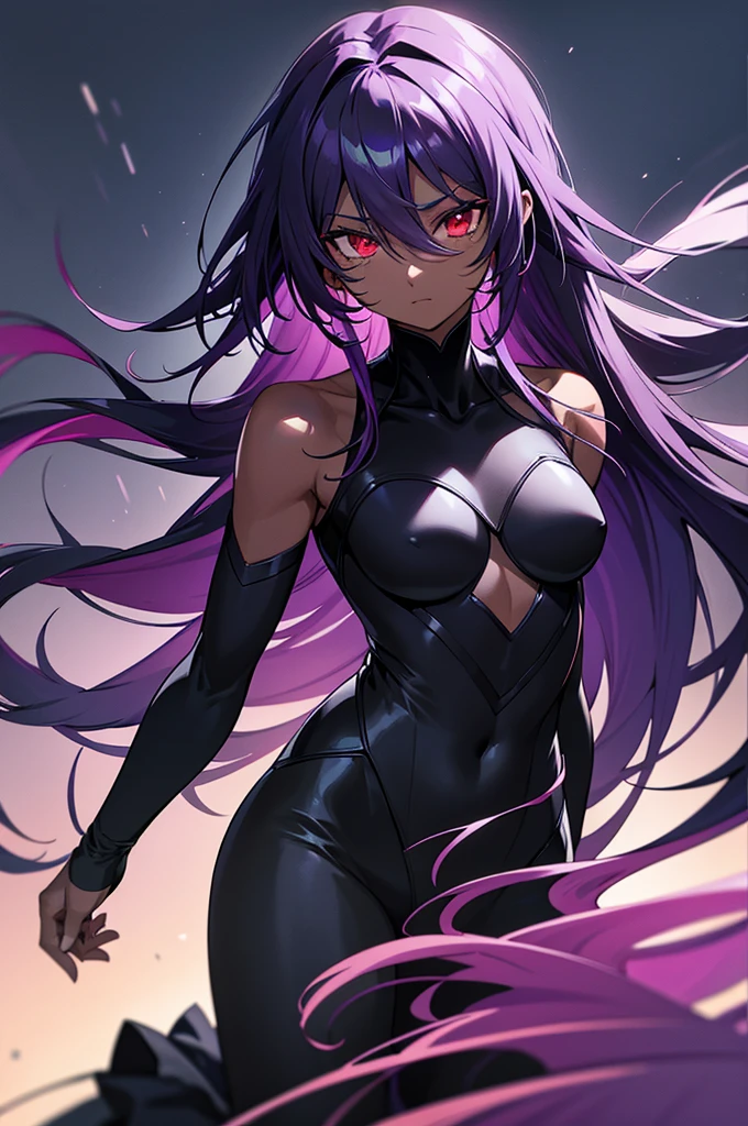 (((8K))), black anthropomorphic cat, purple eyes, glowing purple markings, purple aura, flat chested