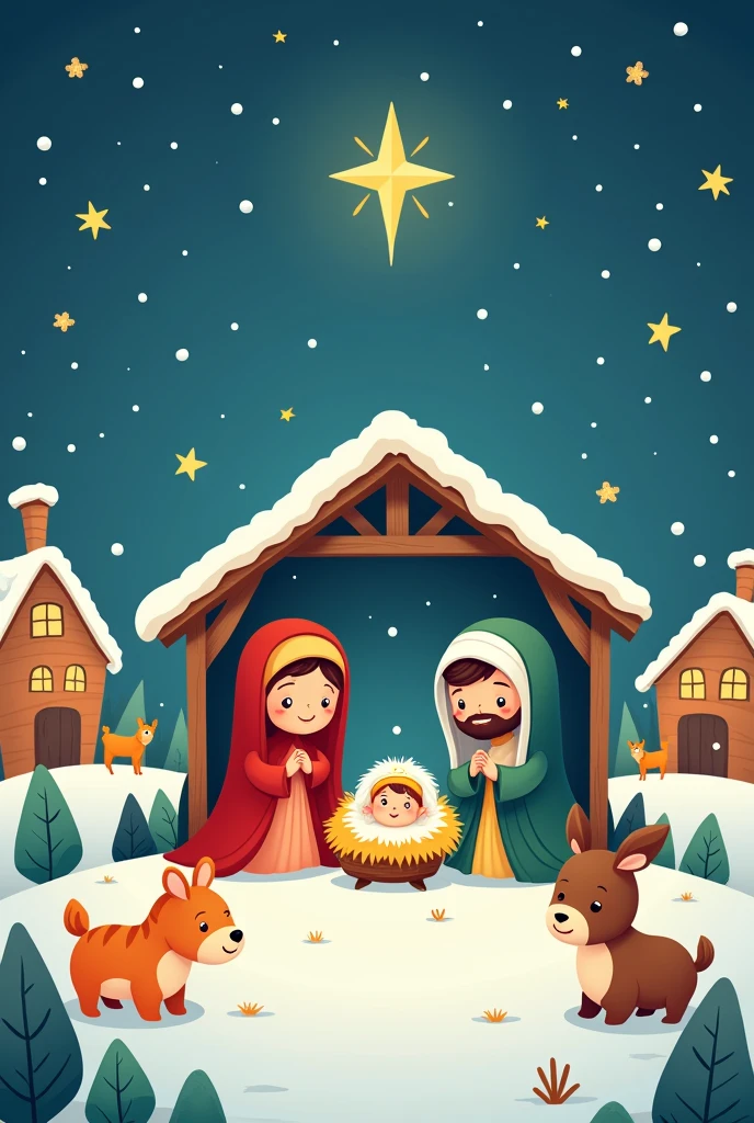 A PHOTO OF THE CHRISTMAS NATIVITY SCENE IN THE FORM OF A CARTOON TO PRINT