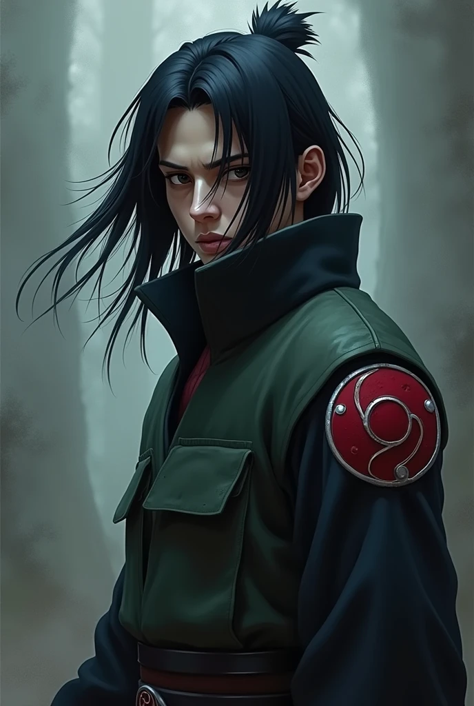 Naruto muscular, well detailed, akatsuki outfit, shock, spark, in the forest, dark, moon, sinister, 8k, realistic, with a sword on the back, looking at the camera, seriously,