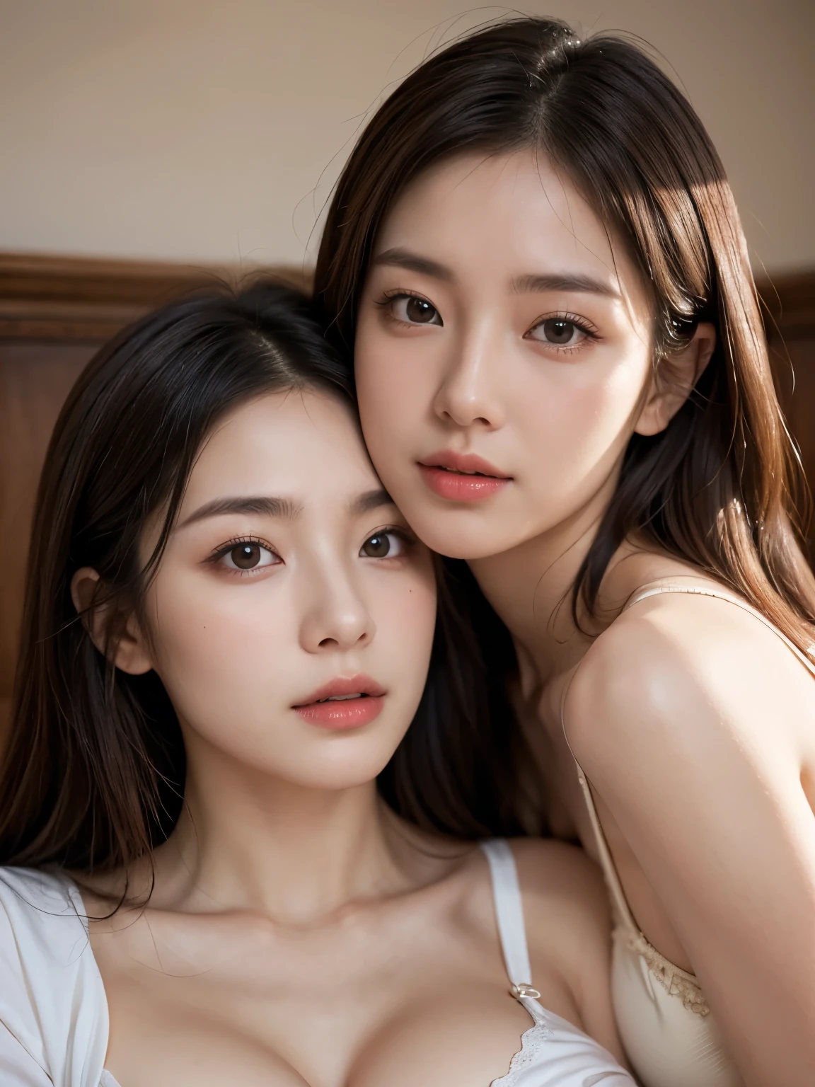 (Realistic, Highest quality、High resolution、RAW Photos)、(whole body, No cloth, Glamorous Body)Realistic、natural lighting, pretty girl、Beautiful woman、Modeled、gravure、Natural Makeup、so beautiful、Realistic and Naturally skin, Beautiful and detailed、Detailed face、big tits 、Cleavage, Brown eyes, Looking into the camera:1.2, take a picture, Seductive Pose, Luxury lingeries:1.3, look of impending kiss, dynamic pose,Random Color, upper body, decorative plant:0.6, erotic:1.1, Seeking sex