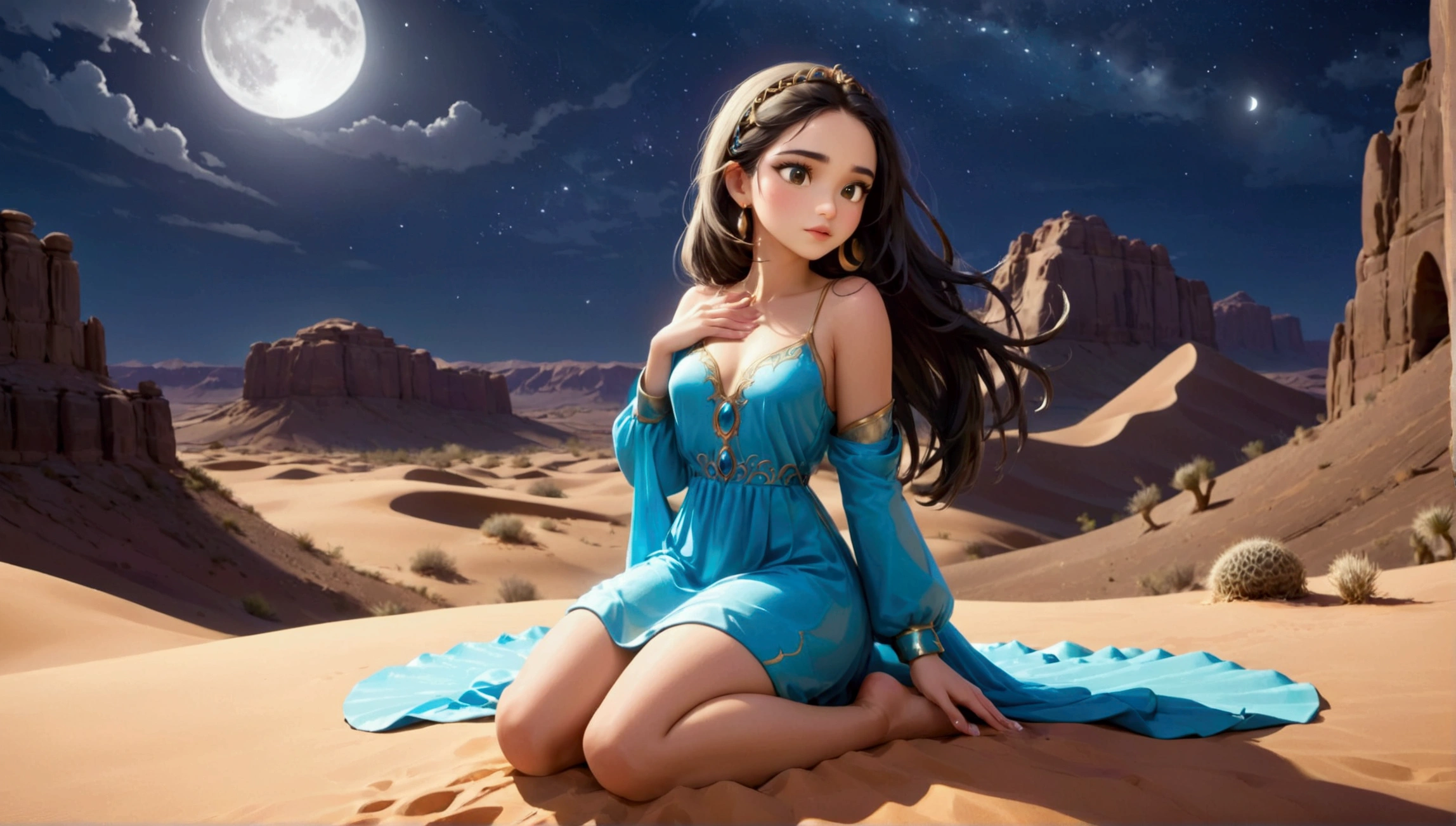 (Jedi Meditation: 1.3), Tranquility Photo, 1 Girl, Jedi Master in Deep Meditation, Dressed in Jedi Costume, Sitting Cross-legged, (Desert Oasis: 1.1), Surrounded by Blooming Desert Flowers, Harmony with the Force, Spiritual Retreat, Transcendent Serenity, Desert Enlightenment, Absurdity, HDR, Ultra-Detailed Illustrations, Extremely Detailed Faces, RAW Photos, Film Particles, Skin Pores, Deviant Art Trends