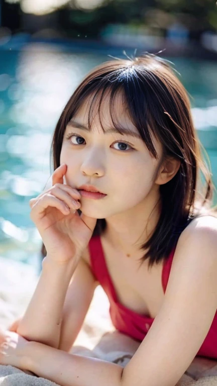  Japanese Girls,absurderes, ultra-detailliert,bright colour,swimming suit,(8K:1.5),fullbody,at night.masuter piece,extremely beautiful detailed face and eyes,on the beach,sexypose,25years old,