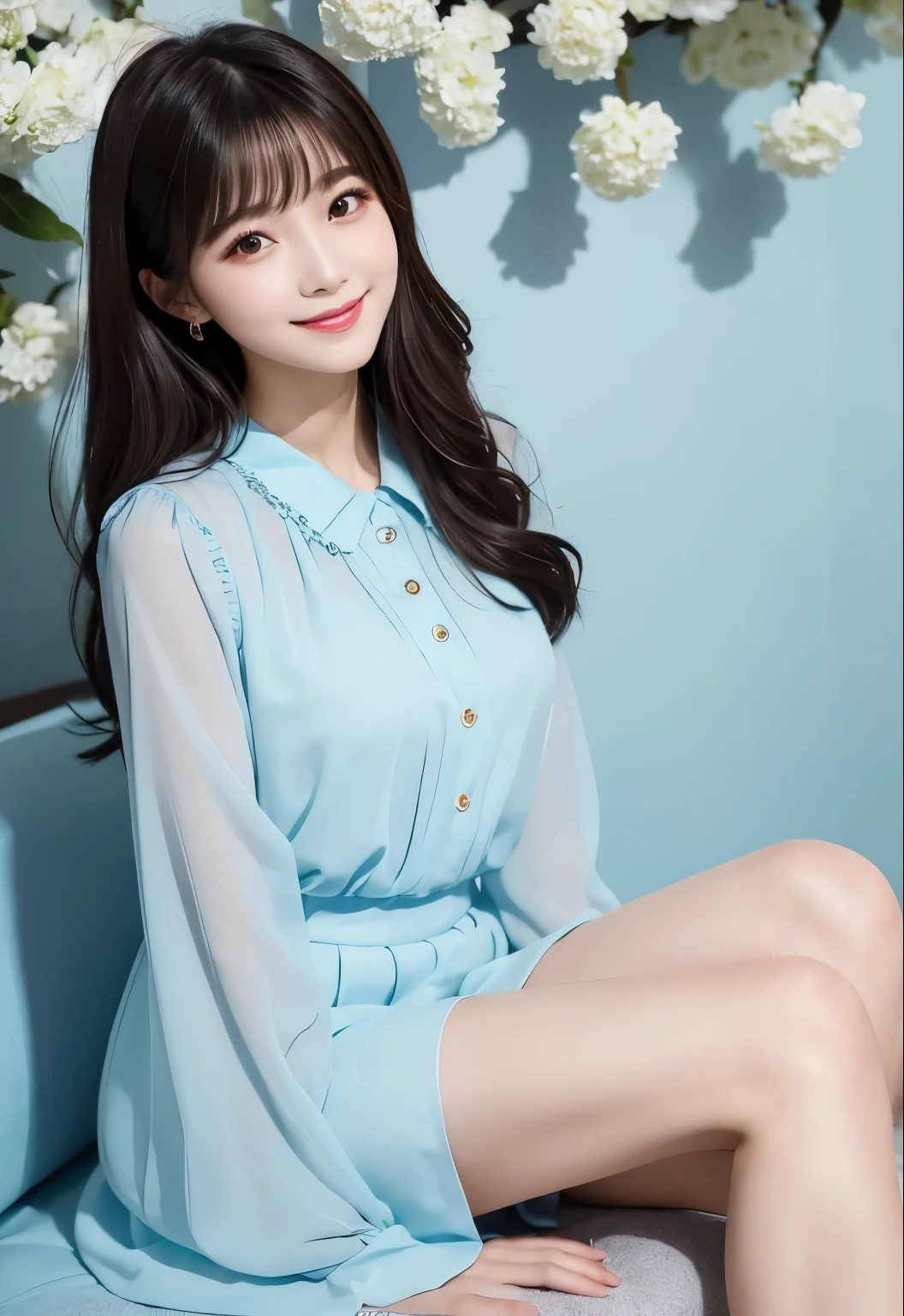 (8k), (highest quality: 1.2), (realistic), (realistic: 1.37), ultra high resolution, 1 girl, cute, smile, closed mouth, beautiful details, beautiful nose, whole body, wet hair, giant dulcefo, pork, เปลือยท่อนบน, โชว์หน้าอก, , thighs