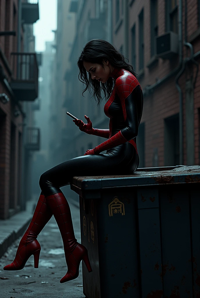 (On the dark web、I see posts saying they paid Spider-Woman a few dollars for sex。Because I was interested、I messaged the poster and asked for more details.、I was told that you can find Spider-Woman in a specific alleyway every Sunday night around 11pm。Based on this information、Looking forward to Sunday、When that day comes、I&#39;m heading to that alley。Spider-Woman is found sitting on a large trash can and using her cell phone.。At first、She won&#39;t notice you until you make a noise。Then、She checks her phone)「Hey、You came to make a deal?」Long Hair, chest, chest, chest, Animal ears, Sticking out tongue, mask, 
