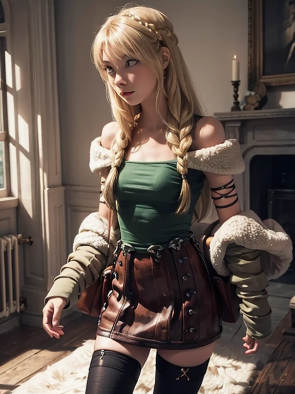 astrid hofferson, naked, Skinny body, small bust, very feminine, beautiful passage, the flowers shine, mountains in the distance
