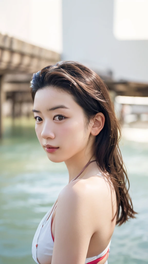 ((top-quality、8k、masterpiece:1.3))、Females with a slightly plump figure:1.2、bathing in the hot springs:1.2、Highly detailed facial and skin texture、A detailed eye、二重まぶた