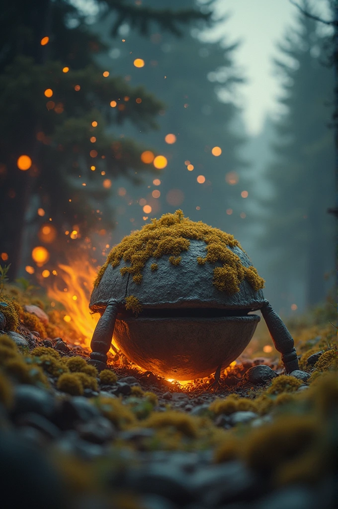 Ants use an old kugelGrill as an ant nest, background empty, high quality, realistic, 8k