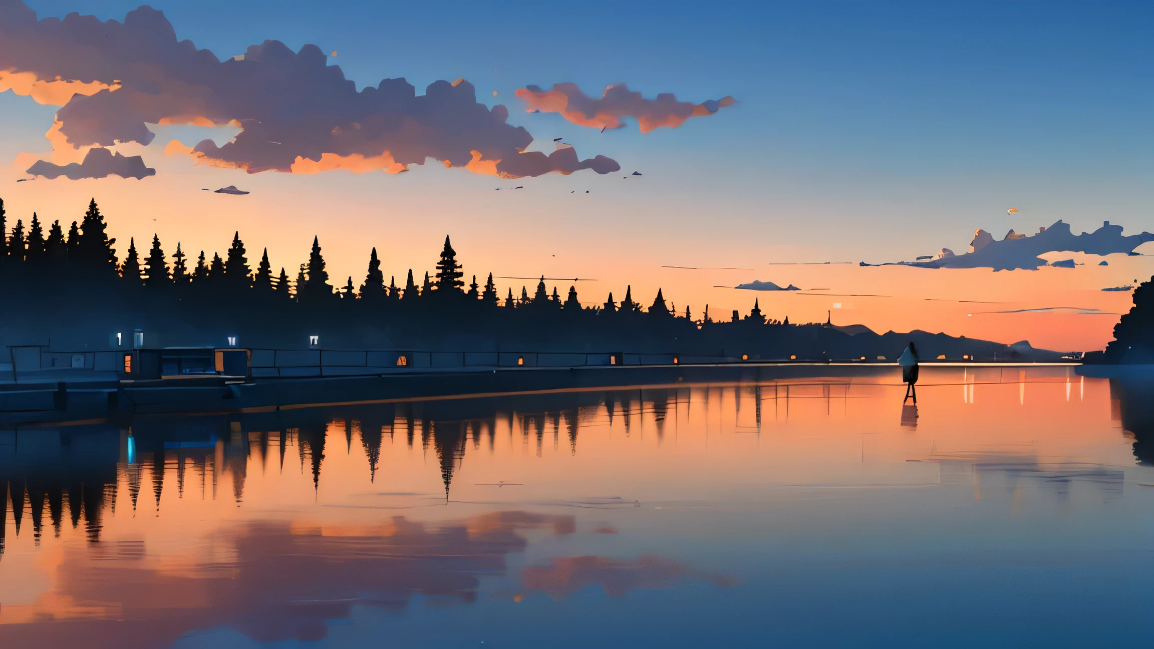 river and azure sky background,