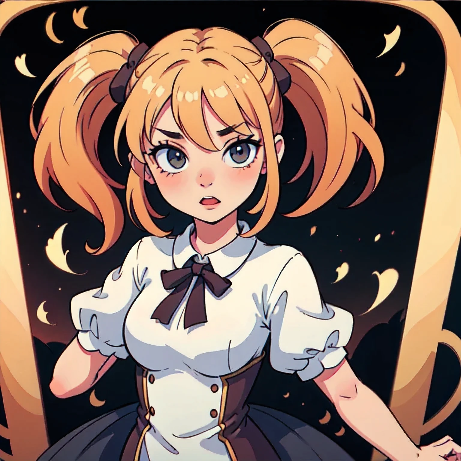 Anime girl with blonde hair and a bow in a dress - SeaArt AI