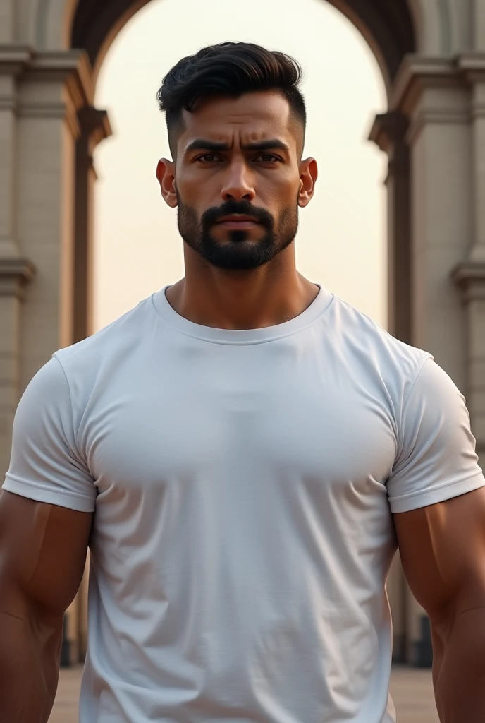 1boy, indian man, solo, facial hair,84 yrs old, daddy, male focus, flaccid penis, bald head, pectorals, bara, muscular, mature male, muscular male, abs, beard, ring nipples, chest harness, short hair, navel, stomach, large pectorals, thick eyebrows, bare pectorals, wrench_genshin_style, dark-skinned male, erection, thighs, erection under clothes, fancy suit, dark skin, tie, open shirt, jacket, grey business suit, steampunk, pectoral cleavage, cowboy shot, cop agent uniform, feet out of frame, thick thighs, looking at viewer, masterpiece, 4k, high quality, highres, absurdres,