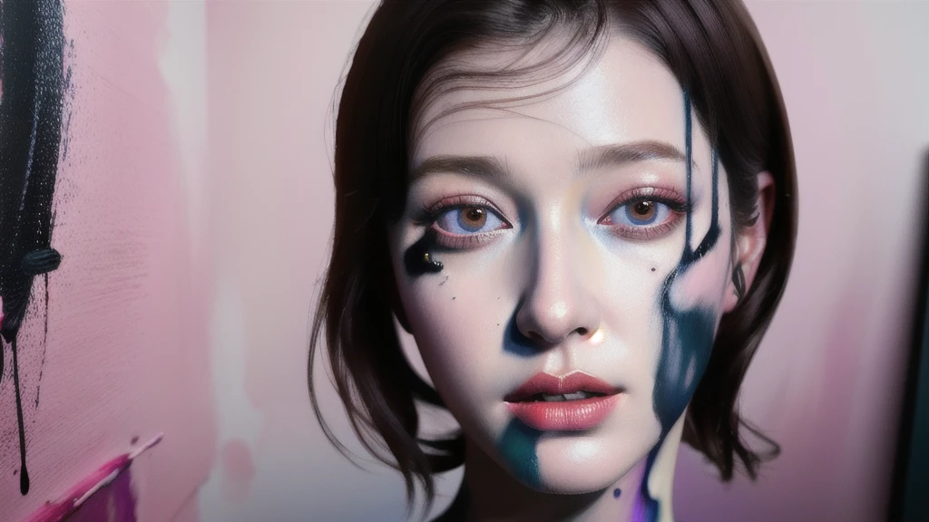 Android Beauty, Powerful paintings inspired by Francis Bacon, Ultra-realistic surrealism, Hyperrealism, fear, art, hyper real painting, Realistic illustration painting, カラフルなHyperrealism, Hyper-realistic digital art