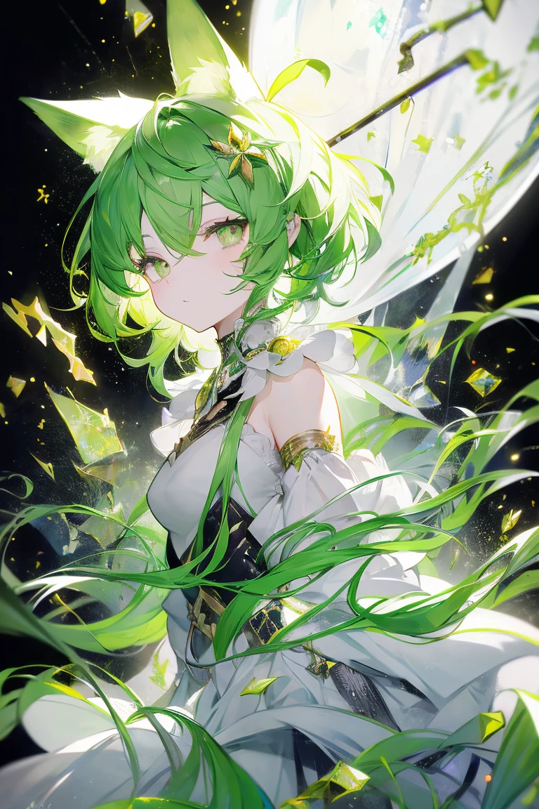 (Fantasy:1.4), (anime), ((Highly detailed 8K illustrations)), High resolution, (Highly detailed and beautiful backgrounds), Ultra-precision coating, Professional Illustration, Ultra-precise depiction, Ultra-detailed depiction, (beautifully、aesthetic:1.2), High resolution, (Written boundary depth:1.4), (girl), (bad no tabi), (bad \(bad no tabi\)), a bit, Big green ribbon on head、Big Ahoge、Green Hair, Green Eyes, kind, Small breasts, short hair, smile, Character Focus,Huge Ass、Protruding、Swimwear、naked