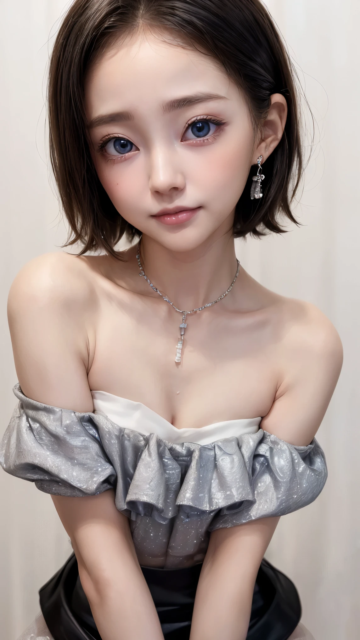 (4k quality:1.3),(Highest quality:1.3),(Whitening:1.4),(Large Breasts:1.6),(The best beauty:1.5),rich,Upper Body,smile,(Strapless bejeweled dress:1.3),Overflowing breasts,(jewelry),Captivate a man,Cleavage,(Super Celebrities:1.5),(Supermodel:1.4),(Whitening:1.2),(Tight waist:1.4,(Night viewの良いホテル:1.1),(luxury:1.2),(Arisa Hanyu:1.5),(anorexia:1.4),(Night view:1.3),(Face close-up:1.1),Catchlight,(Child's face:1.6),(smile:1.1),(Straight Bangs:1.2),(Light blue hair:1.3),(Half Up Hair:1.3),(Light blue eyes:1.4),(2D cuteness:1.5),(Cute Makeup),Beautiful fingertips,(Sexy and cute:1.6),(Luxury hotel:1.6),(White Gal:1.6),(Transparent white skin:1.4),(albino:1.5),(Lighting hits the subject:1.3)