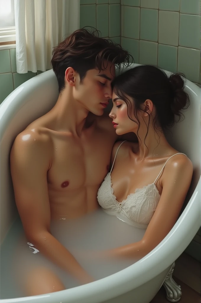 Emma Watson in a bathtub with a man