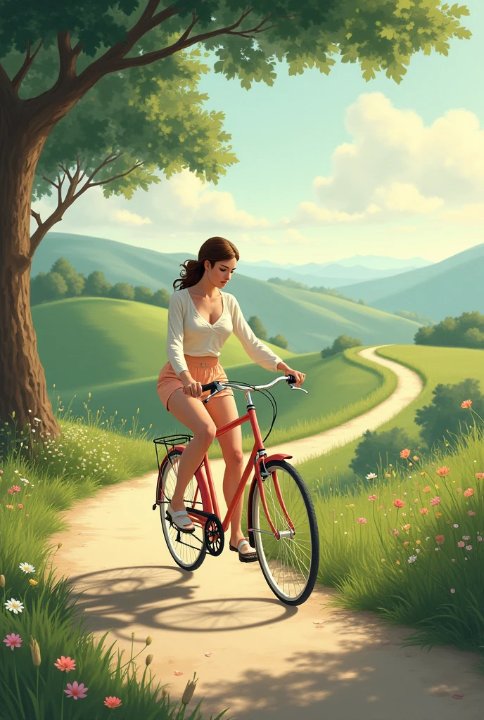 Bicycle riding nude girl