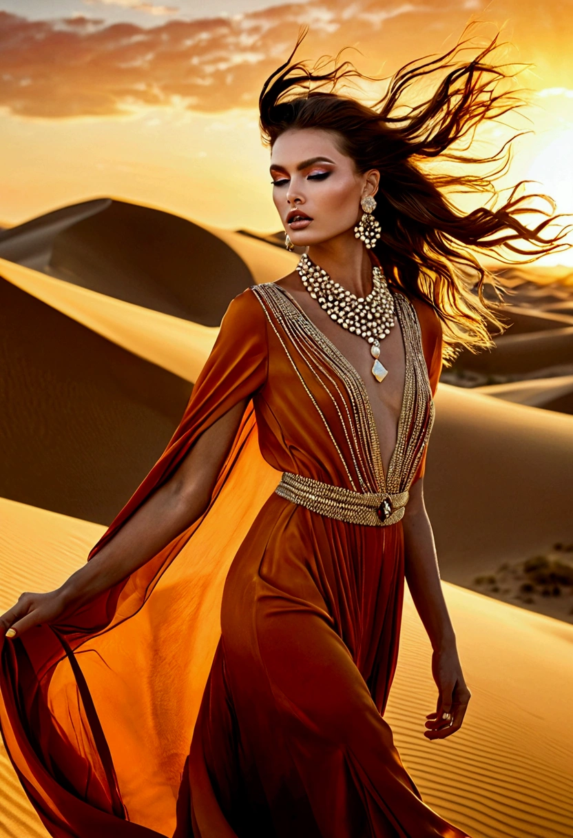 Mulher bonita andando pelo deserto com roupa de couro, triangle with neon, with various fumes, various colored smokes around, andarilho, deserto futurista, various details