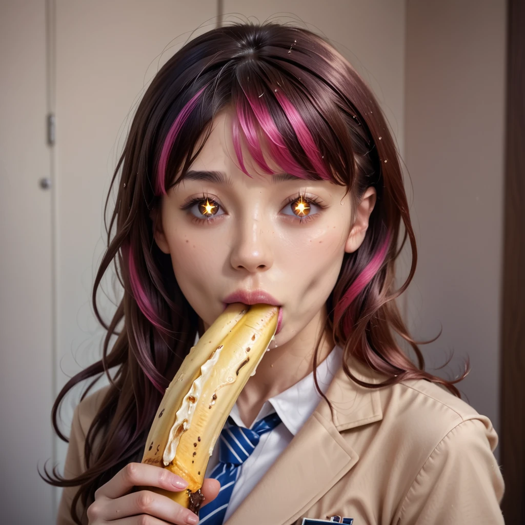 2 beautiful NOGIZAKA GIRLS, detailed portrait with extremely detailed features, wet open lips licking and deep sucking Hard a banana, dynamic and joyful expression, professional photorealistic hyperdetailed, (best quality,8k masterpiece:1.2),ultra-detailed,(realistic,photorealistic,photo-realistic:1.37), Reflective eyes with sparkling highlights, beautiful detailed lips,extremely detailed eyes and face,longeyelashes. KAWAII NOGIZAKA Girls