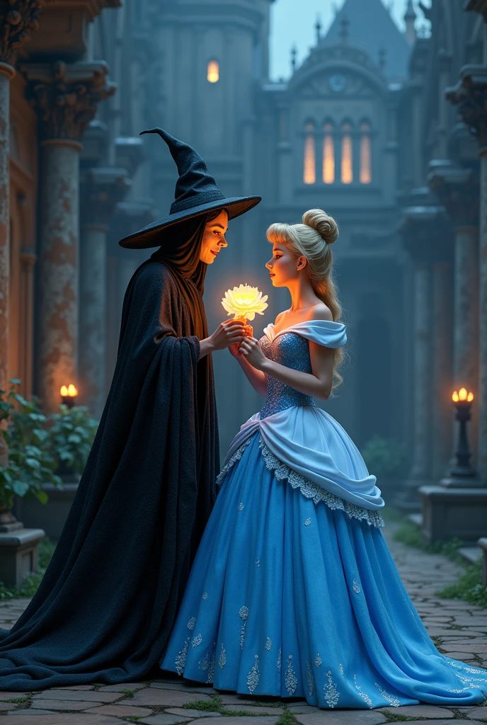 The witch gives the apple to queen elsa 3d animation 