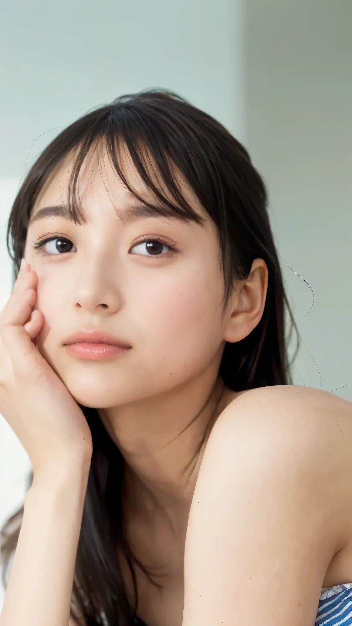 Cute Japanese Women Photos, smile:1.78, 20-year-old, Oil, One Length Hair＆Straight Hair Balm:1.55, (photo Realistic:1.4), (hyper Realistic:1.4), (Realistic:1.3), (Smoother lighting:1.05), (Improving the quality of cinema lighting:0.9), 32K, 1 person,20-year-oldの, Realistic lighting, Backlight, The light shines on your face, Ray Tracing, (Bright light:1.2), (Improvement of quality:1.4), (Highest quality Realistic textured skin:1.4), fine grain, Detailed face,(smile:0), (Emphasis on face close-up:1.3), (Enhances the beauty of skin texture:1.1),((Extremely precise and accurate anatomy:1.0)), (Enhances the beauty of skin texture:1.1), Clean and glowing skin, mesh, thin:1.2, (Realistic:1.3), Realisticなライティング, (Smoother lighting:1.05), 32K, One Japanese woman, fine grain, Detailed face, (Film Grain:1.1),(Accentuates body lines:1.1), High resolution, Natural look, Kind eyes, Improves hair quality, Delicate light and shadow, Transparent muscles, Graceful pose, Beautiful Eyes, Sharp details, Soft light reflection, Beautiful contours, Delicate skin tone, Fine hair texture,Cute Japanese Women Photos,