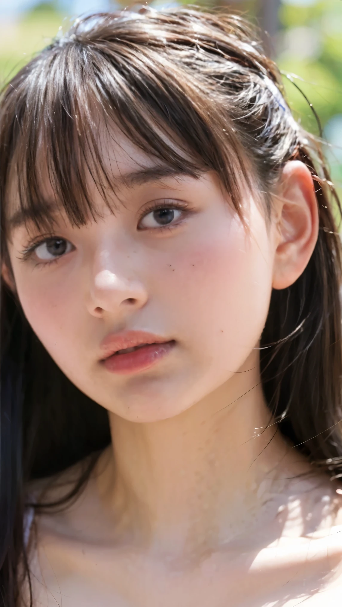 Cute Japanese Women Photos, smile:1.78, 20-year-old, Oil, One Length Hair＆Straight Hair Balm:1.55, (photo Realistic:1.4), (hyper Realistic:1.4), (Realistic:1.3), (Smoother lighting:1.05), (Improving the quality of cinema lighting:0.9), 32K, 1 person,20-year-oldの, Realistic lighting, Backlight, The light shines on your face, Ray Tracing, (Bright light:1.2), (Improvement of quality:1.4), (Highest quality Realistic textured skin:1.4), fine grain, Detailed face,(smile:0), (Emphasis on face close-up:1.3), (Enhances the beauty of skin texture:1.1),((Extremely precise and accurate anatomy:1.0)), (Enhances the beauty of skin texture:1.1), Clean and glowing skin, mesh, thin:1.2, (Realistic:1.3), Realisticなライティング, (Smoother lighting:1.05), 32K, One Japanese woman, fine grain, Detailed face, (Film Grain:1.1),(Accentuates body lines:1.1), High resolution, Natural look, Kind eyes, Improves hair quality, Delicate light and shadow, Transparent muscles, Graceful pose, Beautiful Eyes, Sharp details, Soft light reflection, Beautiful contours, Delicate skin tone, Fine hair texture,Cute Japanese Women Photos,