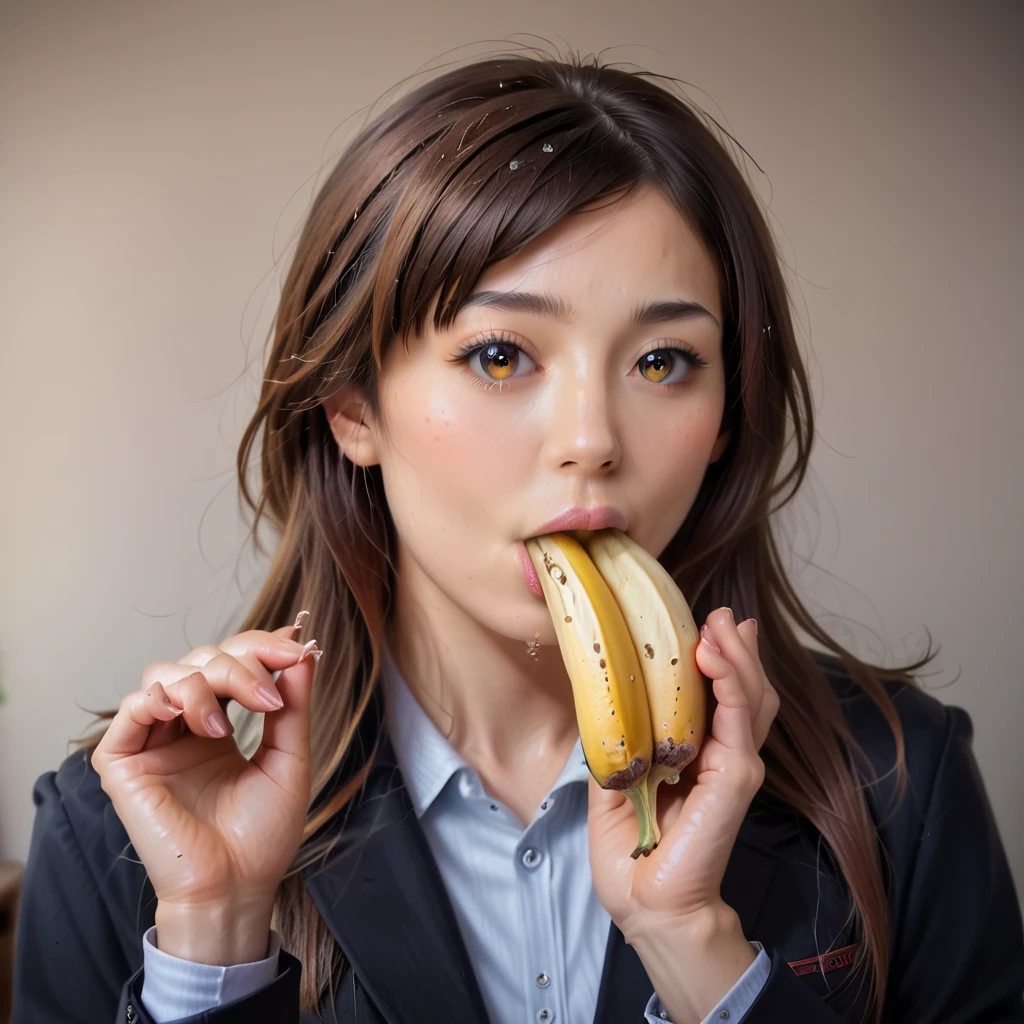 (2 KAWAII NOGIZAKA GIRLS), detailed portrait with extremely detailed features, wet open lips licking and deep sucking Hard a banana, dynamic and joyful expression, professional photorealistic hyperdetailed, (best quality,8k masterpiece:1.2),ultra-detailed,(realistic,photorealistic,photo-realistic:1.37), perfecteyes with sparkling highlights, beautiful detailed lips,extremely detailed eyes and face,longeyelashes. KAWAII NOGIZAKA Girls