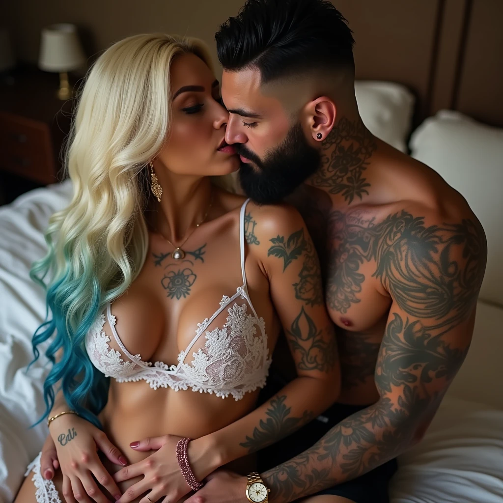 pornstar Marina maya and Johnny sins. Marina may ( blue hair) (blue eyes),wear only Indian
dupatta show naked body with no bra top naked. with Johnny sins. Johnny is . Johnny kissing Marina's stomach. Both are on bed. Cum in Marina's face and mouth.