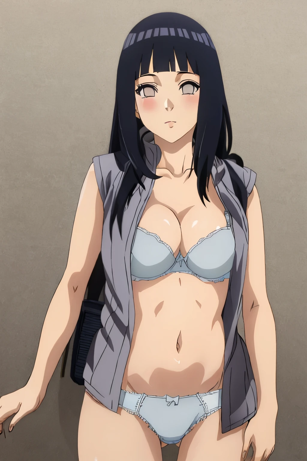  Hinata wearing panties wearing bra sexy body gray eyes 