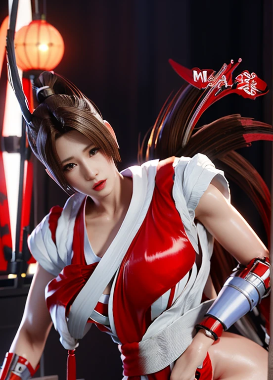 girl 1、highest quality、master piece、超A high resolution、Arad woman in futuristic suit with red mechanical wings and sword, Beautiful woman wearing red mechanical cyber armor, cyberpunk anime girl mecha, Anime robot and organic mixed together, mechanized red valkyrie girl, perfect anime cyborg woman, cute cyborg girl, female mecha, A simple futuristic cyborg, beautiful girl cyborg, beautiful robot character design,((Ultra realistic details)), Realistic character art rendering 8K, anime robot、(red glowing eyes)、have a sword、((Mai Shiranui:1.6))、high ponytail