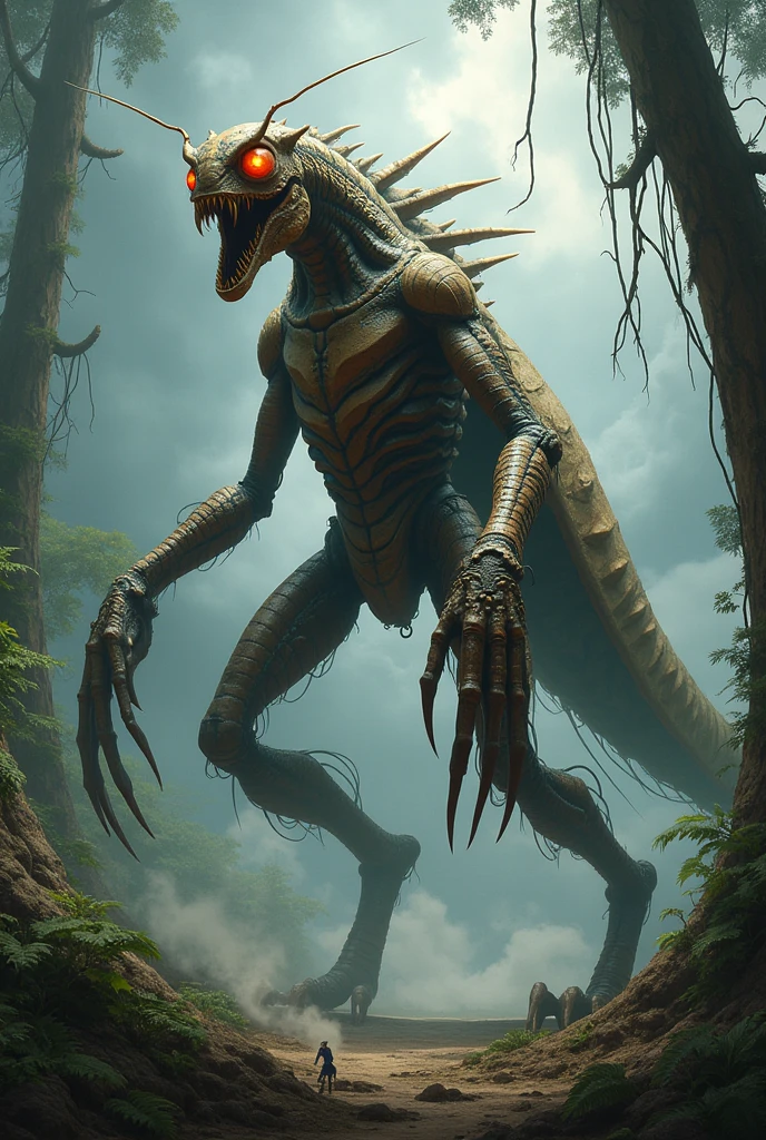 Giant Skeleton Dragon, bright yellow eyes, in the ruins of an ancient castle, at night