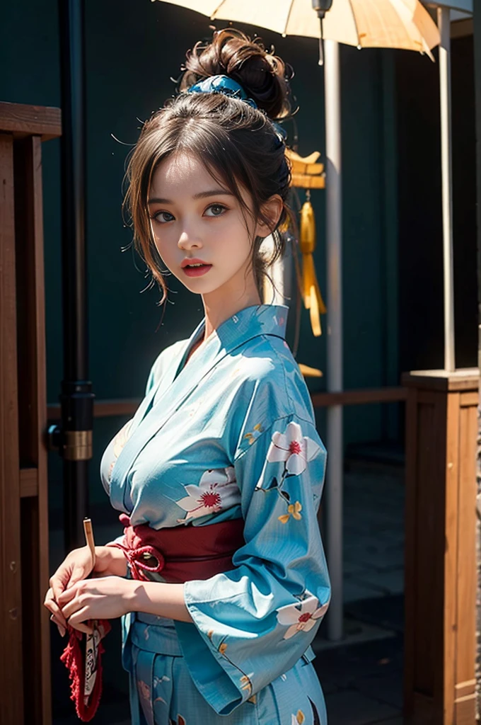 (8K, RAW, professional, best quality, masterpiece:1.2), (realistic,photorealistic:1.37), ultra-detailed, (portrait), (highest detailed skin:1.2), (highest detailed face:1.2), cinematic lighting, 1girl, (red ao dai: 1.3), (japanese female), (high-definition cute face), (huge breasts), (cleavage), (breast grab), brown hair, ponytail hair, (closed mouth: 1.4), (cowboy shot), upper body, blush,