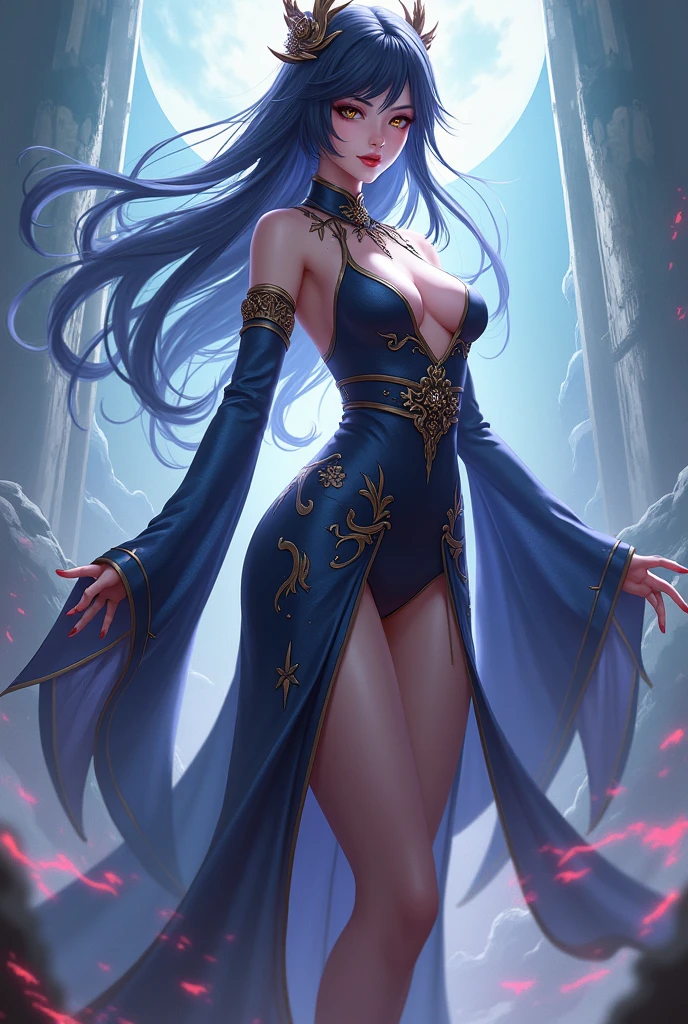 (best quality,4k,highres,masterpiece:1.2),ultra-detailed,(realistic:1.37)
A mature curvaceous Malaysian woman with her age at 40, dressed in a hijab that covers all of her hair, is standing in the center of a mystical scene. She is wearing a beautiful silk magic gown that shimmers with an otherworldly glow. The gown flows gracefully around her figure, accentuating her curves and adding an air of elegance to her presence.
The woman is a witch, strong and knowledgeable in the mystic arts. She stands confidently with her hands raised, as if channeling her magical powers. Around her, a magic circle adorns the ground with intricate symbols and glowing sigils. The circle is made from a combination of runes and arcana, pulsating with energy in vibrant colors of blues and purples.
As the woman continues her summoning, a mythical monster starts to materialize from within the magic circle. The creature is a magnificent being, towering with a majestic presence. Its body is covered in shimmering scales, reflecting the light around it in a mesmerizing display. The creature's form is a combination of various animals, with wings of an eagle, the tail of a serpent, and the head of a lion.
The scene is bathed in an ethereal light, reminiscent of moonlight casting an enchanting glow. The soft illumination illuminates the woman's face, revealing a calm and focused expression. Her eyes emit a glimmer of magic, while her lips are curved in determination.
The background is an enchanted forest, with towering trees reaching towards the sky. The forest is filled with vibrant foliage, casting shadows and adding layers of depth to the overall composition. The air is filled with an aura of mystery and anticipation, as if the entire world holds its breath in awe of the imminent manifestation.
The color palette of the scene is rich and vivid, with deep shades of blues and purples dominating the overall tone. The contrasting warm hues of the woman's gown provide a beautiful balance and creat