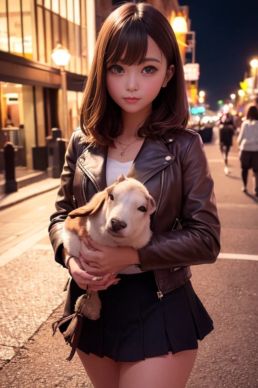 The Art of Digital Cyberpunk, Girl in Mecha Cyber Armor, cyberpunk beautiful girl,((Lots of accessories))、The wind is blowing、Well-formed face、Girl Naked、barechested、((Nothing is worn))、fullnude、Naked 14 years old、fullnude、8Head and body、a small face、A slender、Very skinny、skinny、tiny chest,Ribs、discreet breasts、Smaller chest、small tits、beauty legs、Constricted waist、dented belly、Model body type、Beautiful hair、Backgrounds that look like real photos、(((Street)))、outside of house、(Thigh strap for only one leg)、Happy face、(((Wear a dog collar)))、((Clear is female))、fullnude、((The view is amazing.))、Show to a very large audience、A smile、Near Future Cosplay、NSFW、Direct sunlight、Gantz,GANTZ Suit