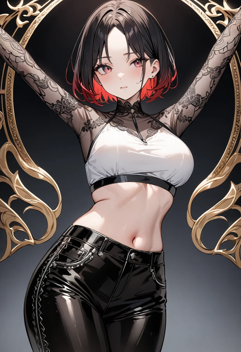 femboy， ((Masterpiece)), (Cute: 2.0), The face is extremely detailed, Enchanted expression, Strong gaze, Black Double French Braid, (Thin structure),Slightly round face, Tanned brown face, Healthy face, Big eyes, Thin thighs, (Small chest), confident pose, harsh, Almond-shaped eyes, rich palette,choker necklace,3D，open-toe high heels, goddess,open-toe high heels, goddess, Lean-yet-toned body/androgynous body aesthetic, spasm，tgirl，large erect peni,dickie,penisS，trap,(, , large , testicles, large testicles, erection), CFemboy,Otoko no ko，OTOPIP,dickie in panties, bulge，pantyhose ,tutuhd ,navel ,pubic tattoo，womb tatto，pink tatto