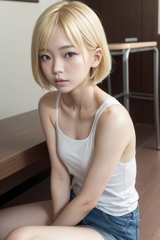 Cute Japanese woman blonde short hair H sex nude