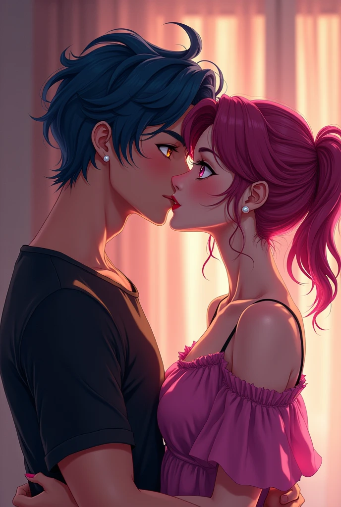Amy rose and a guy kissing