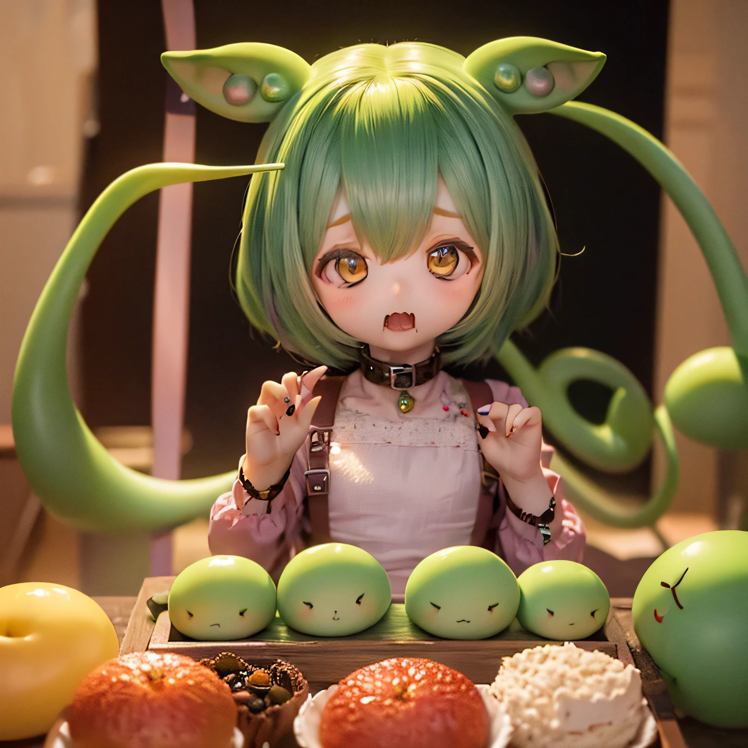 Cheeky Green Haired Zundamon(((((In the form of a child)))))Eat sweets、