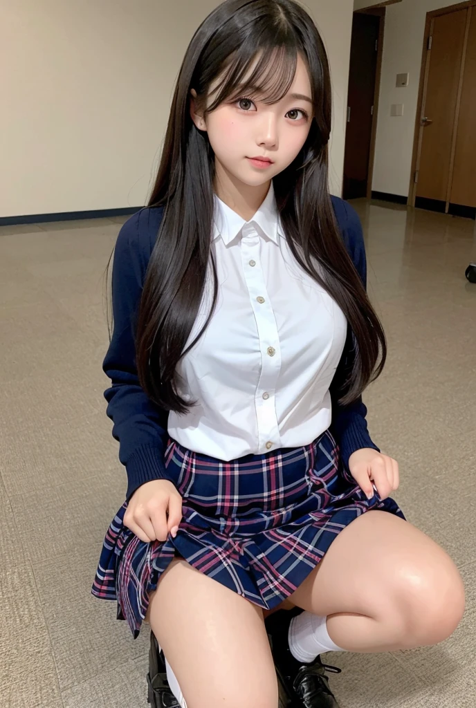((full body)), (8k, best quality, masterpiece:1.2), (realistic, photo-realistic:1.37), ultra-detailed, 1 girl,cute, in library, night,sitting,dating,(nose blush),(smile:1.15),(closed mouth) small breasts,beautiful detailed eyes, school uniform, floating hair NovaFrogStyle, full body <lora:evelyn-v10:0.6>
