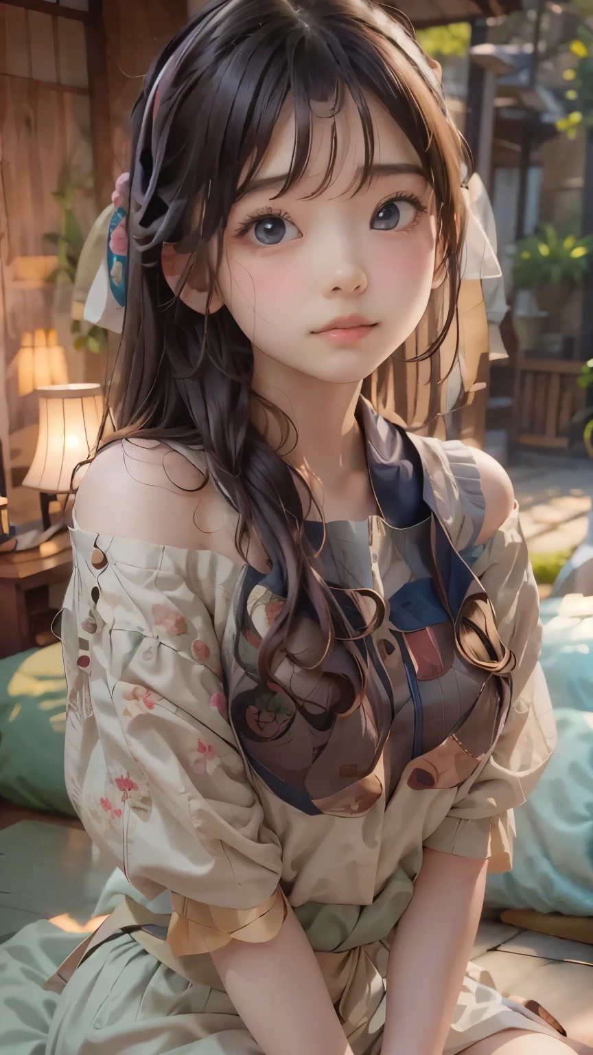 In the heart of a serene and tranquil scene, a young boy and girl, both radiating youth and vitality, share an intimate moment. The boy, with his stunning features, has a mop of beautiful, wavy brown hair that frames his face, catching the light subtly and adding to his allure. His eyes are filled with admiration and longing as he gazes into the girl's captivating orbs.

The girl, equally enchanting, boasts an enviable cascade of golden locks that cascade down her back, shimmering in the high-resolution, masterpiece-quality lighting. She sits on the edge of the table, her pet